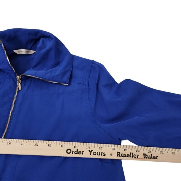 Soft Surroundings Loretta Blouse Small‎ Blue Long Sleeve Tunic Top Zip Front - Picture 9 of 11